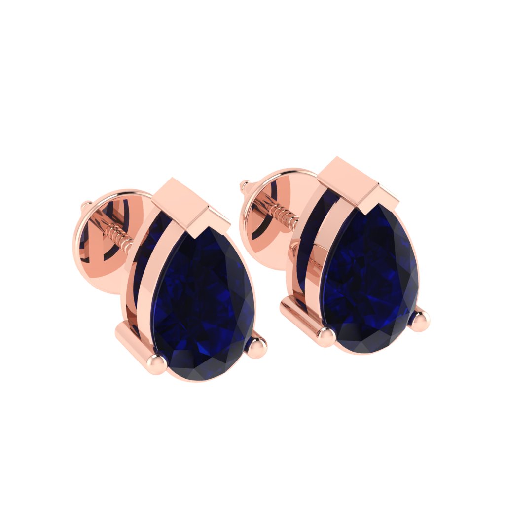 rose gold plated sterling silver pear shape sapphire september birthstone stud earrings