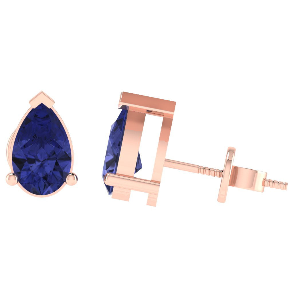 rose gold plated sterling silver pear shape tanzanite december birthstone stud earrings