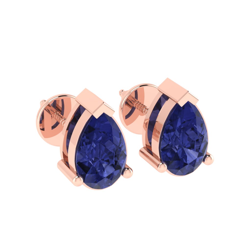 rose gold plated sterling silver pear shape tanzanite december birthstone stud earrings