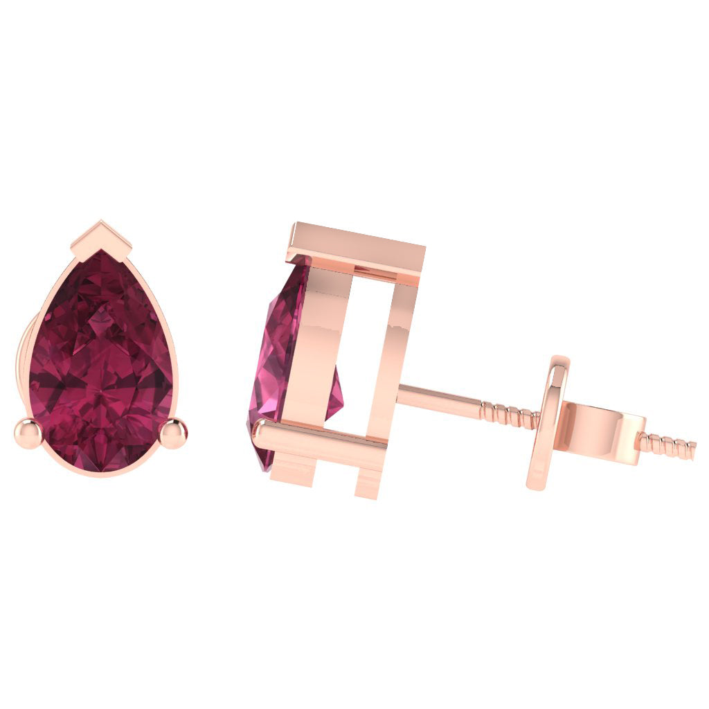 rose gold plated sterling silver pear shape tourmaline october birthstone stud earrings