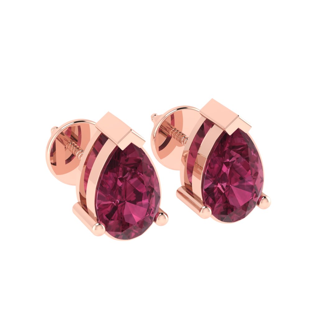 rose gold plated sterling silver pear shape tourmaline october birthstone stud earrings
