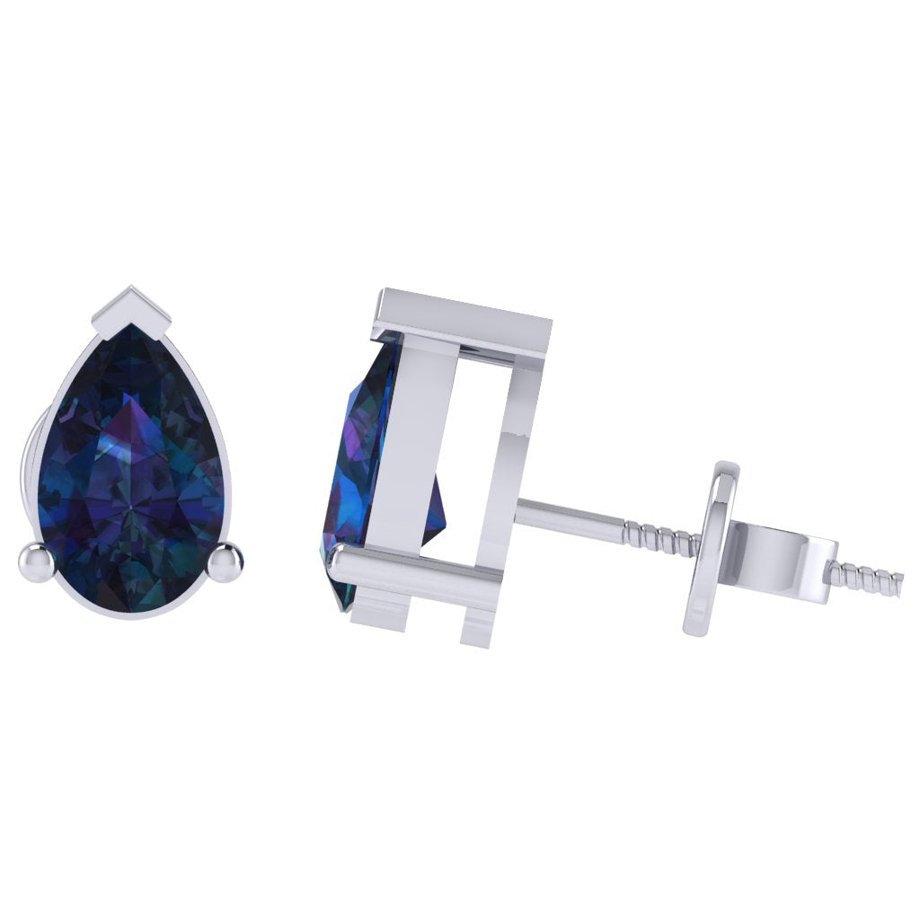 white gold plated sterling silver pear shape amethyst february birthstone stud earrings