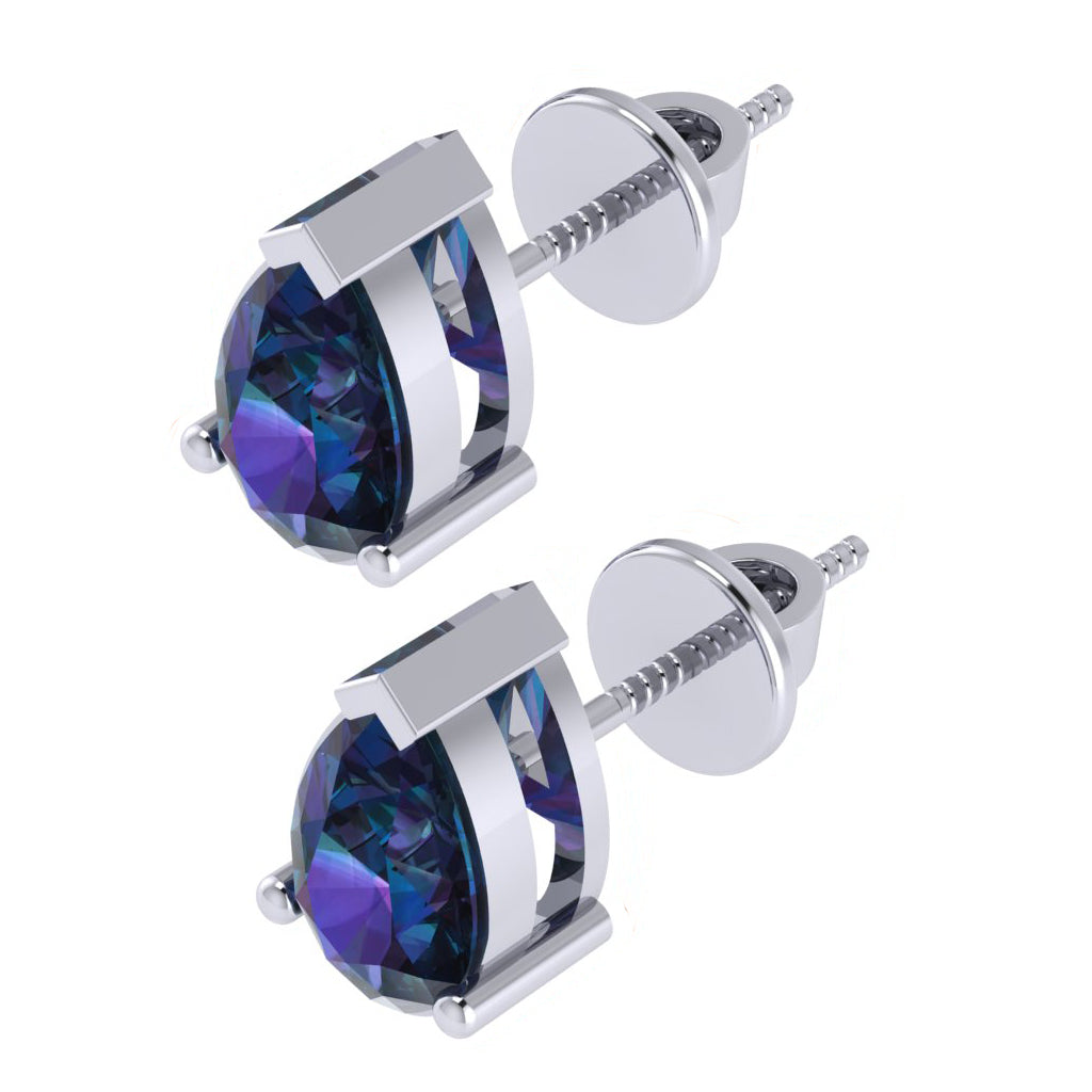 white gold plated sterling silver pear shape amethyst february birthstone stud earrings