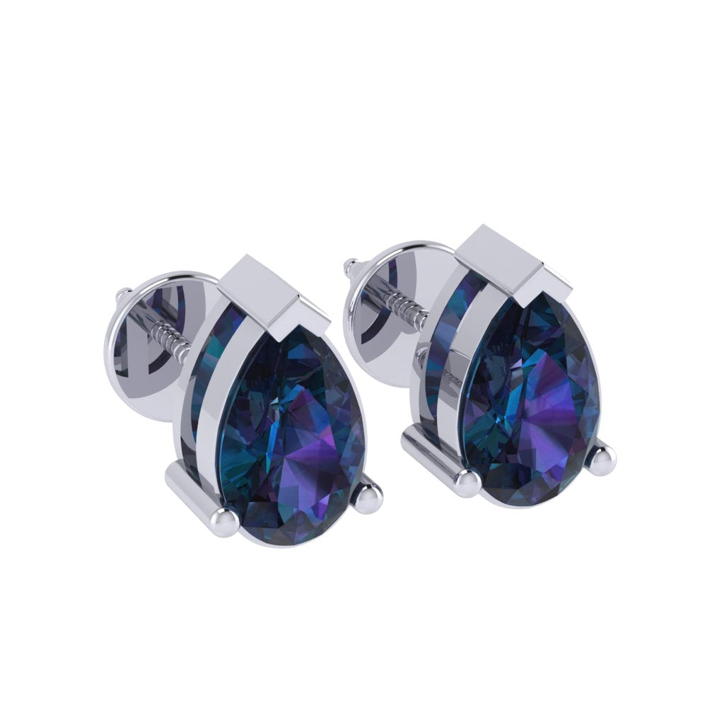 white gold plated sterling silver pear shape amethyst february birthstone stud earrings