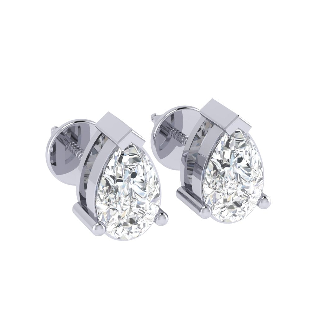 white gold plated sterling silver pear shape cubic zirconia april birthstone stud earrings