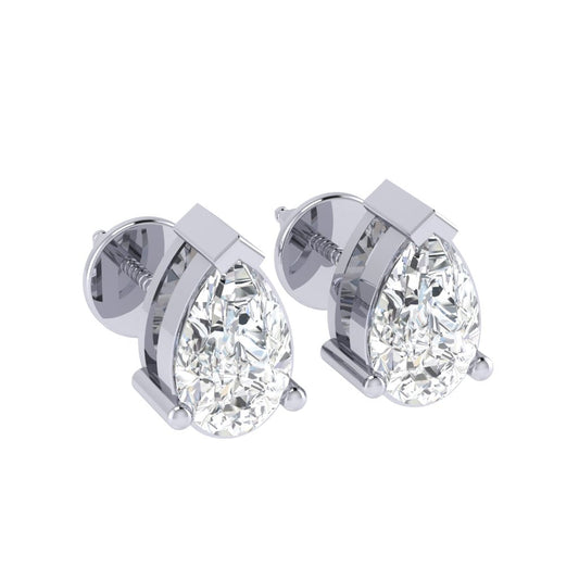 white gold plated sterling silver pear shape cubic zirconia april birthstone stud earrings
