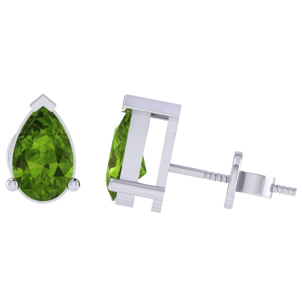 yellow gold plated sterling silver pear shape peridot august birthstone stud earrings