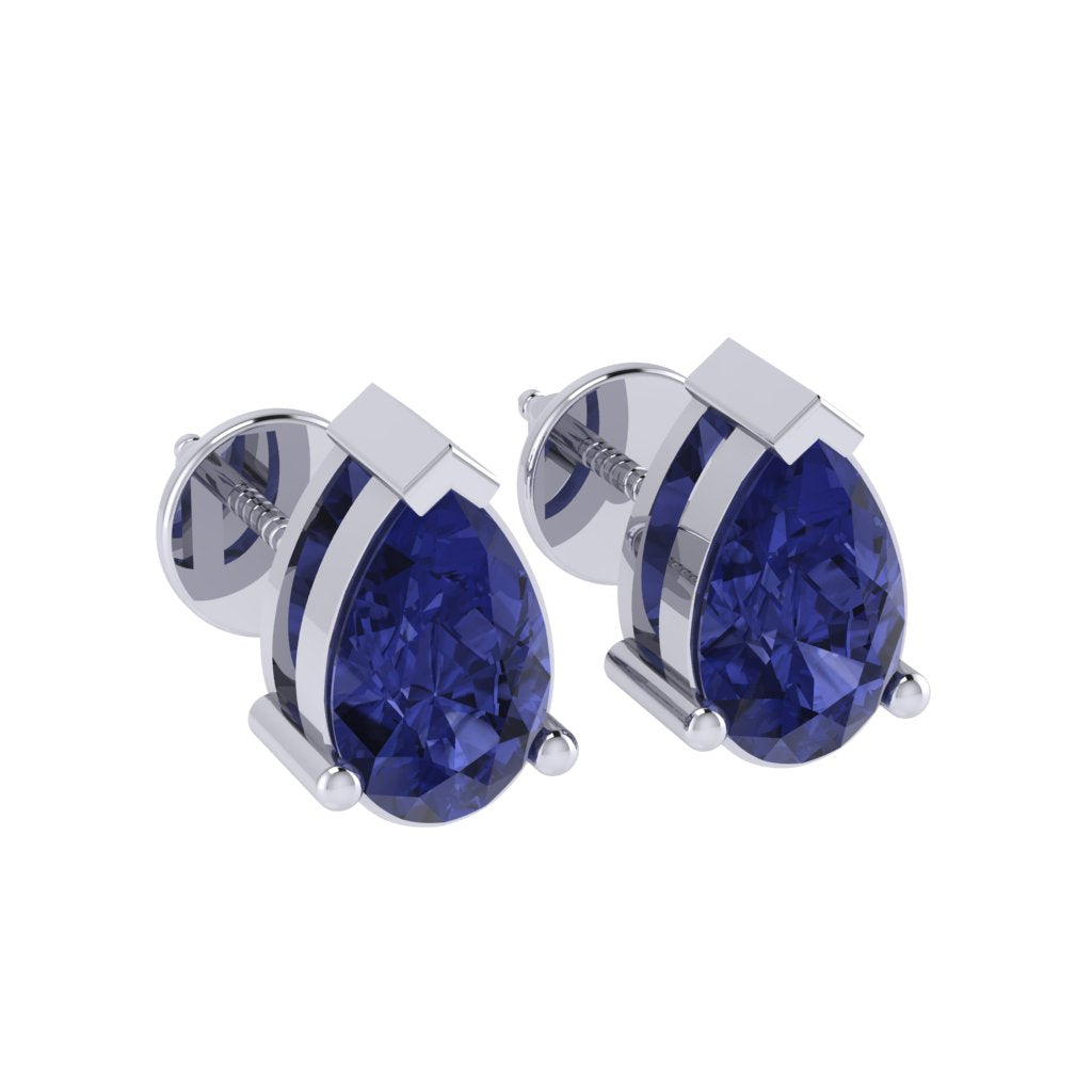 white gold plated sterling silver pear shape tanzanite december birthstone stud earrings