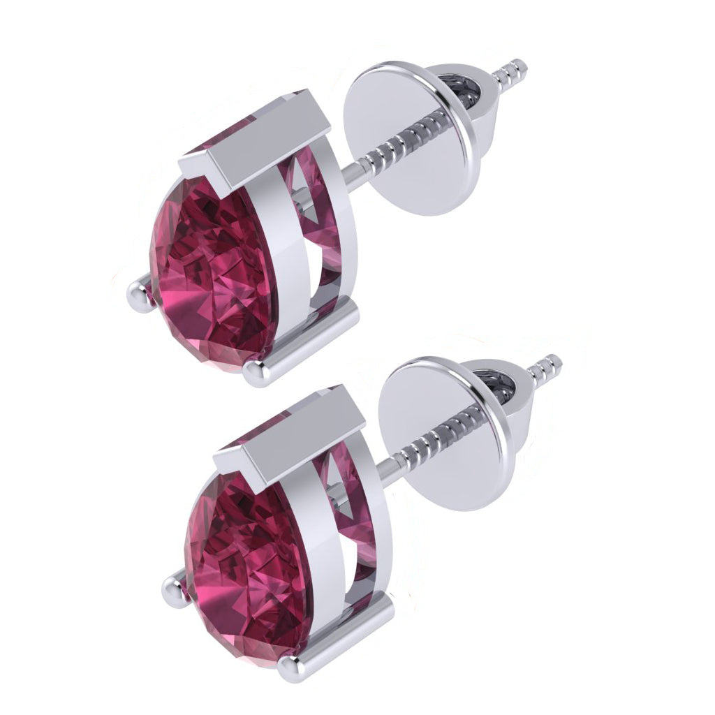 white gold plated sterling silver pear shape tourmaline october birthstone stud earrings