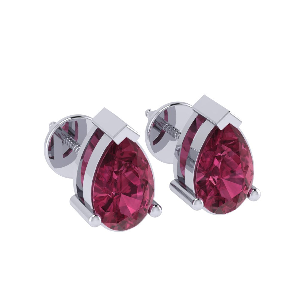 white gold plated sterling silver pear shape tourmaline october birthstone stud earrings