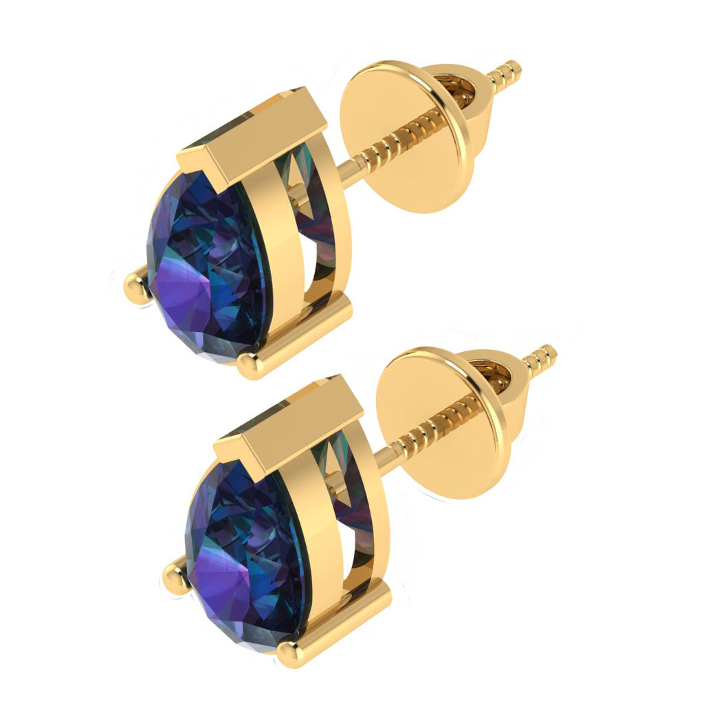 yellow gold plated sterling silver pear shape amethyst february birthstone stud earrings