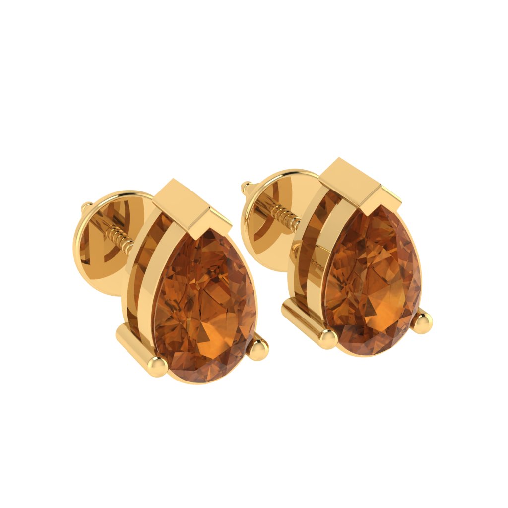 yellow gold plated sterling silver pear shape citrine november birthstone stud earrings