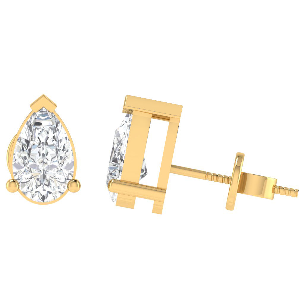 yellow gold plated sterling silver pear shape cubic zirconia april birthstone stud earrings