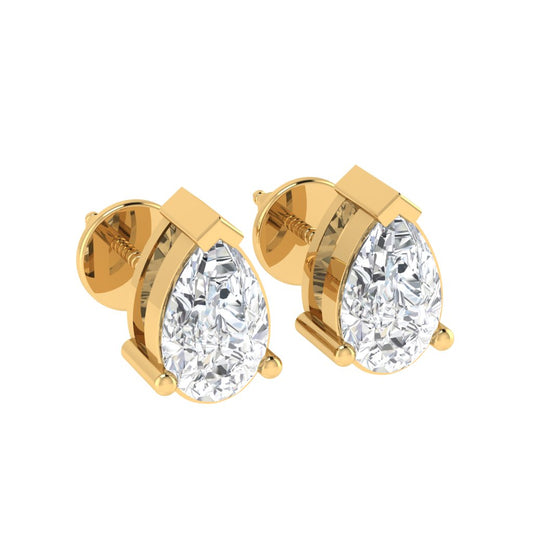 yellow gold plated sterling silver pear shape cubic zirconia april birthstone stud earrings