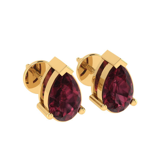 yellow gold plated sterling silver pear shape garnet january birthstone stud earrings