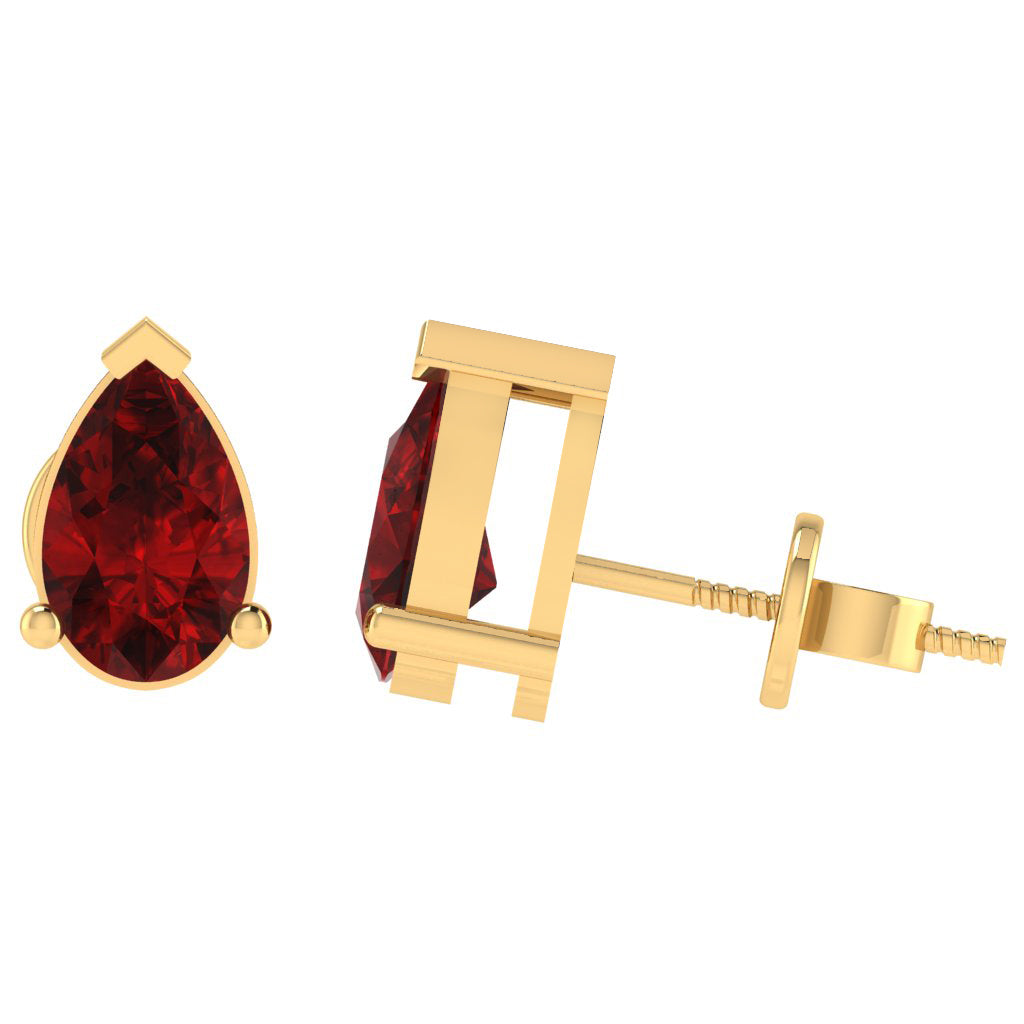 yellow gold plated sterling silver pear shape ruby july birthstone stud earrings
