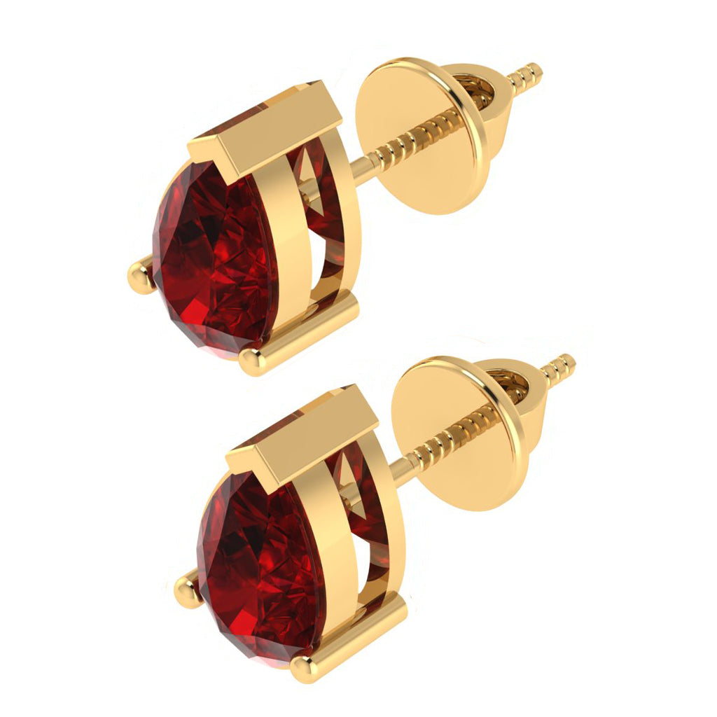 yellow gold plated sterling silver pear shape ruby july birthstone stud earrings