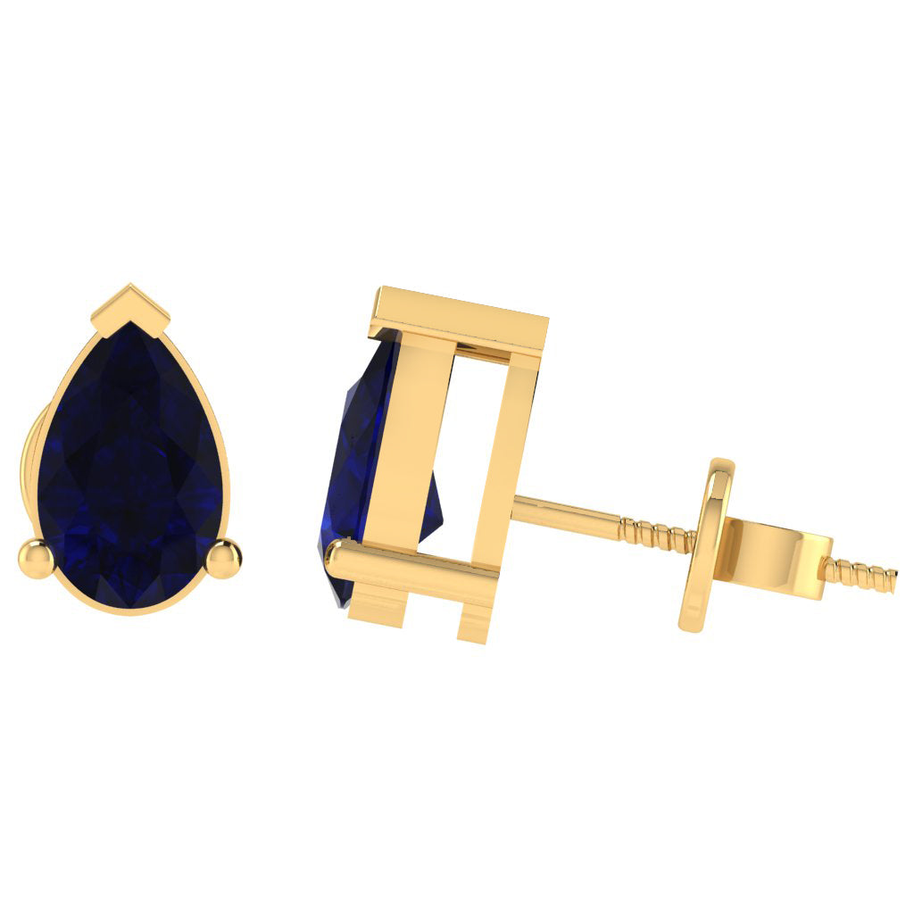 yellow gold plated sterling silver pear shape sapphire september birthstone stud earrings