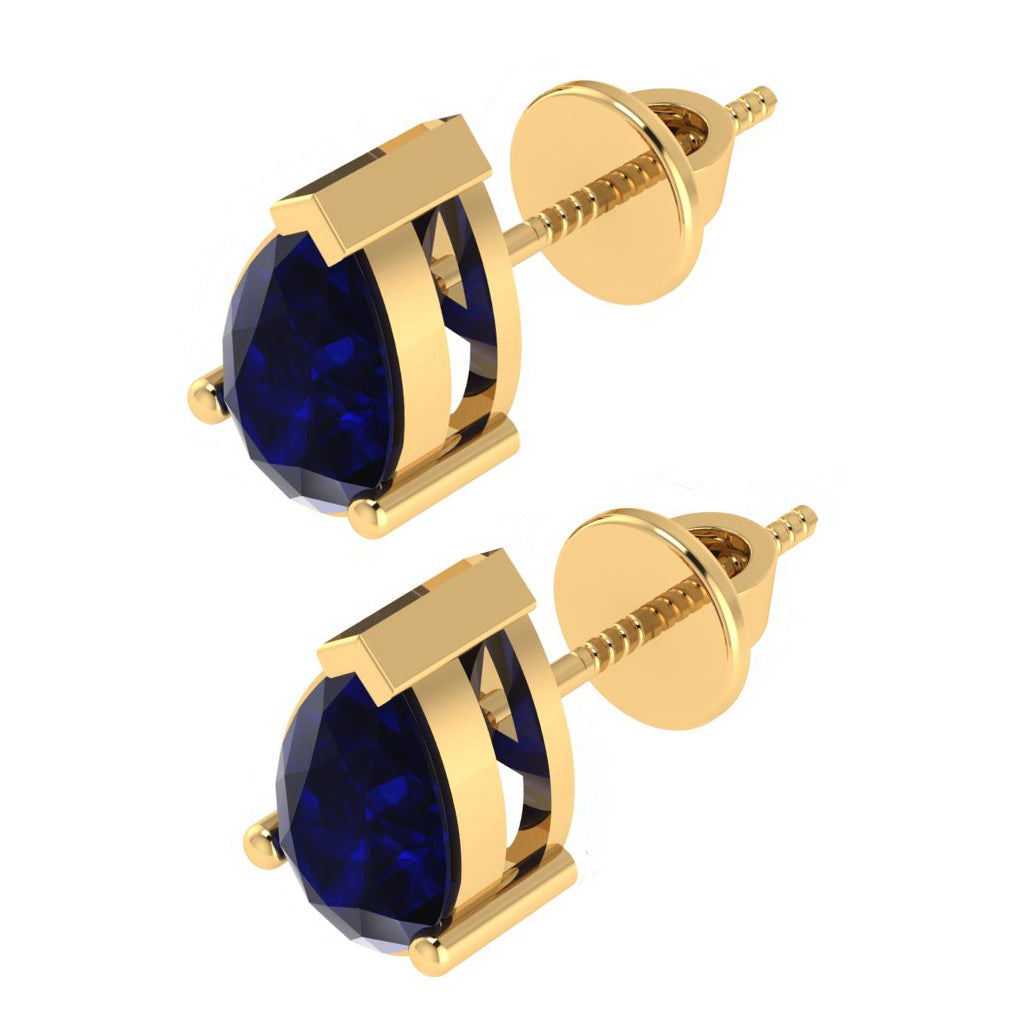 yellow gold plated sterling silver pear shape sapphire september birthstone stud earrings