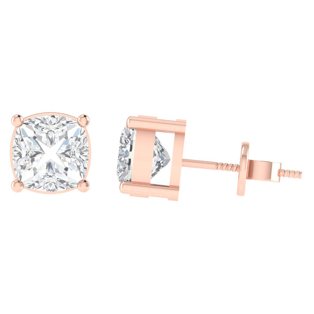 rose gold plated sterling silver cushion shape cubic zirconia april birthstone stud earrings