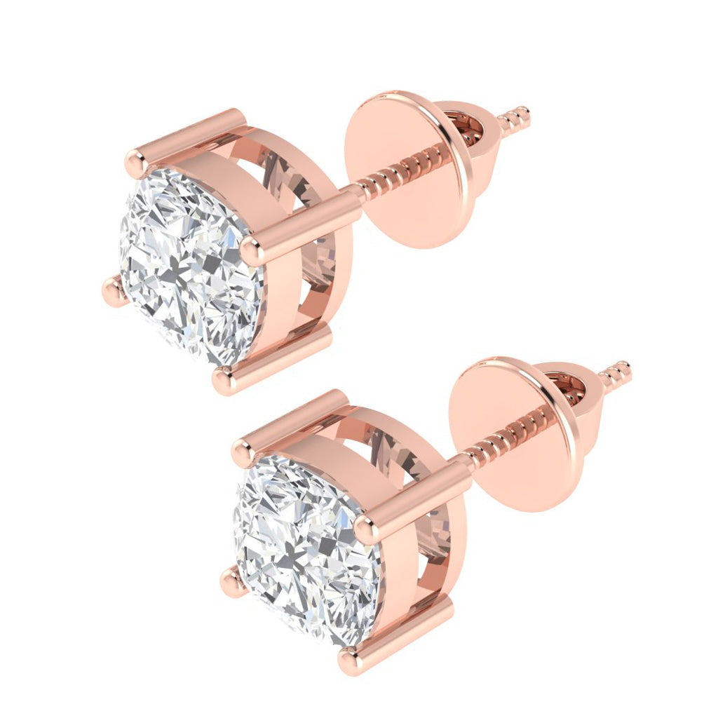 rose gold plated sterling silver cushion shape cubic zirconia april birthstone stud earrings