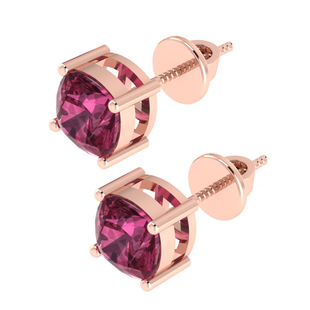 rose gold plated sterling silver cushion shape tourmaline october birthstone stud earrings