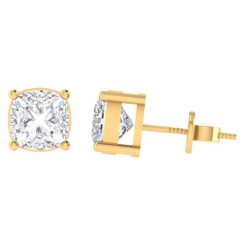 yellow gold plated sterling silver cushion shape cubic zirconia april birthstone stud earrings