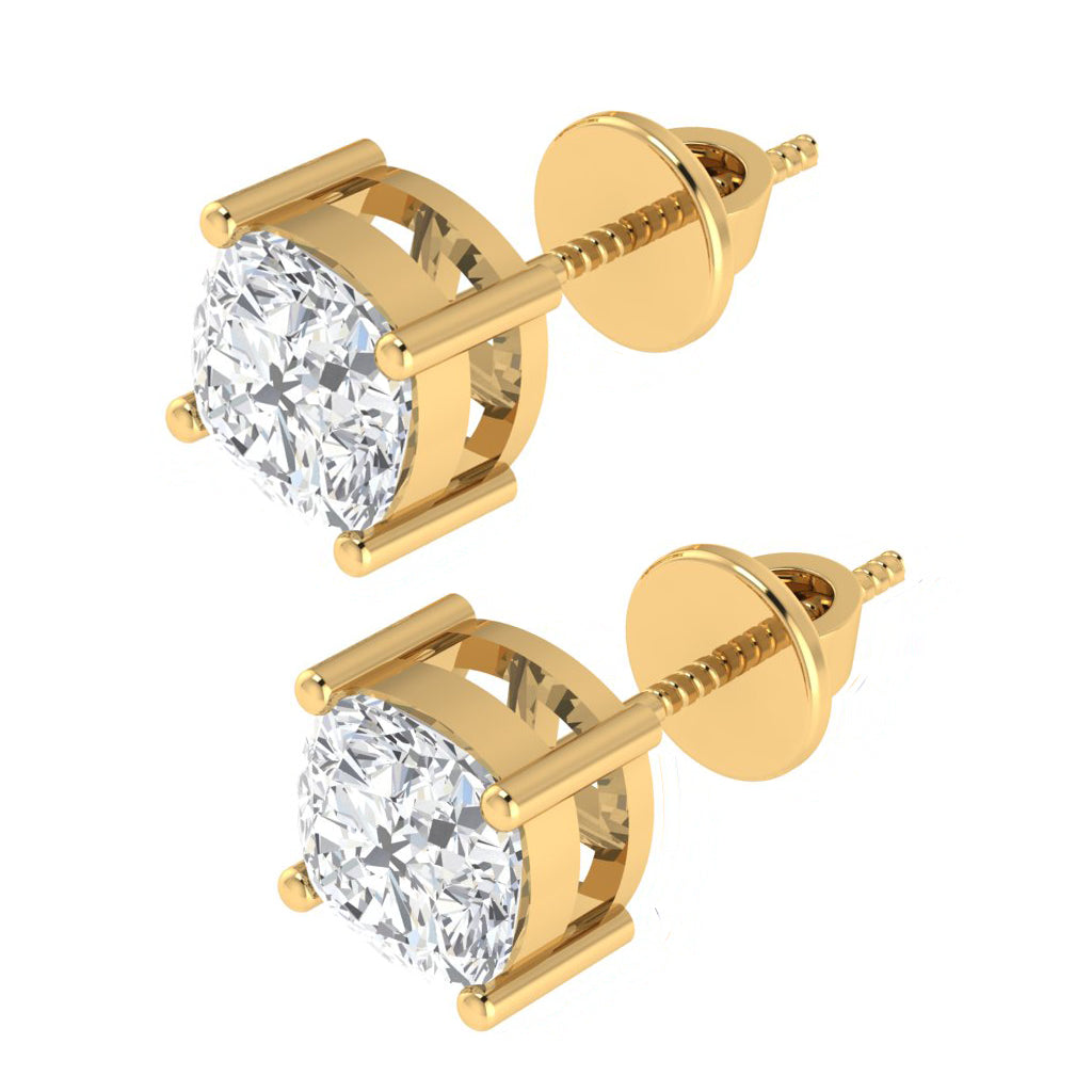 yellow gold plated sterling silver cushion shape cubic zirconia april birthstone stud earrings