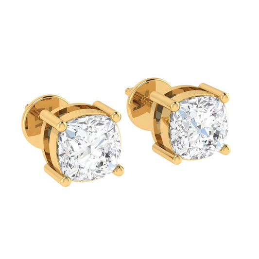 yellow gold plated sterling silver cushion shape cubic zirconia april birthstone stud earrings