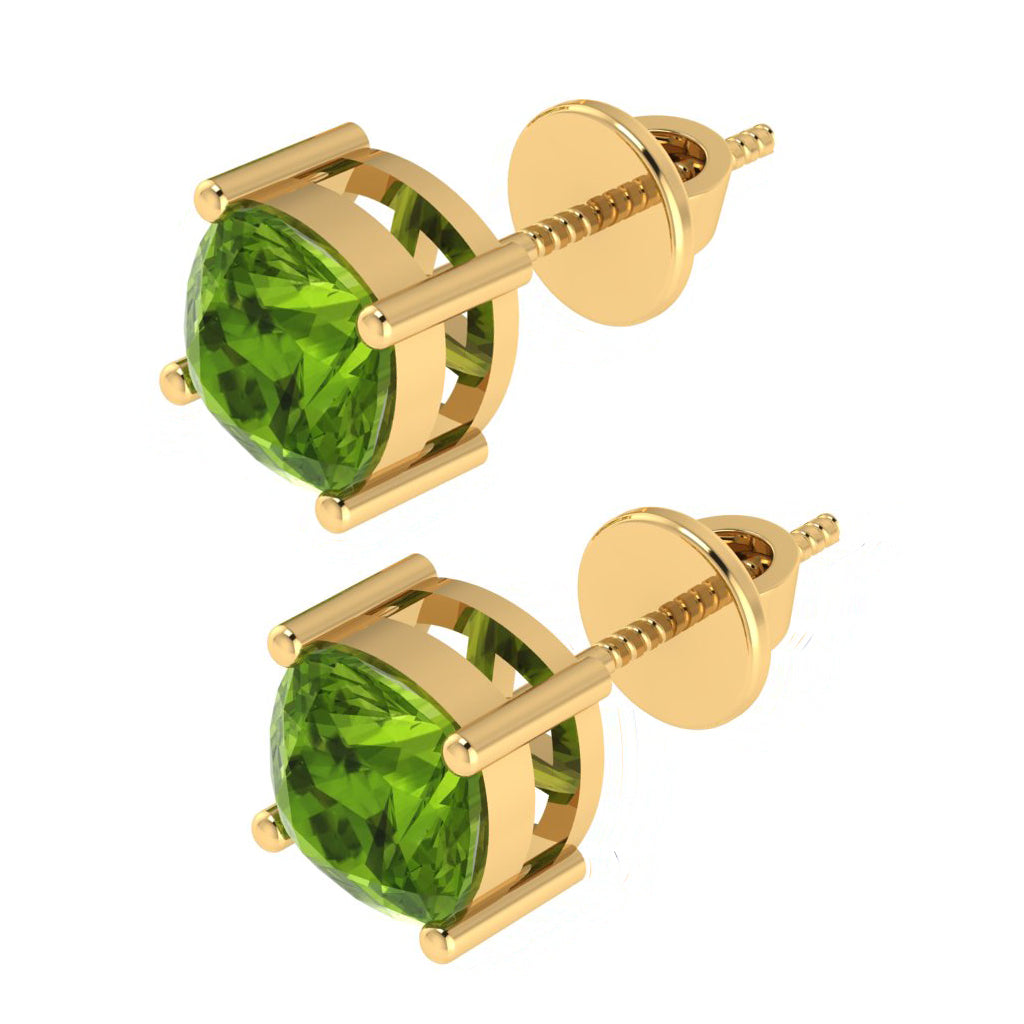 yellow gold plated sterling silver cushion shape peridot august birthstone stud earrings
