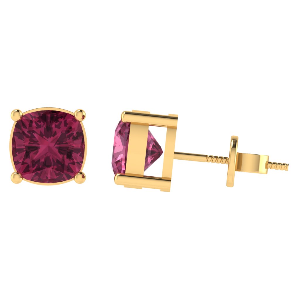 yellow gold plated sterling silver cushion shape tourmaline october birthstone stud earrings