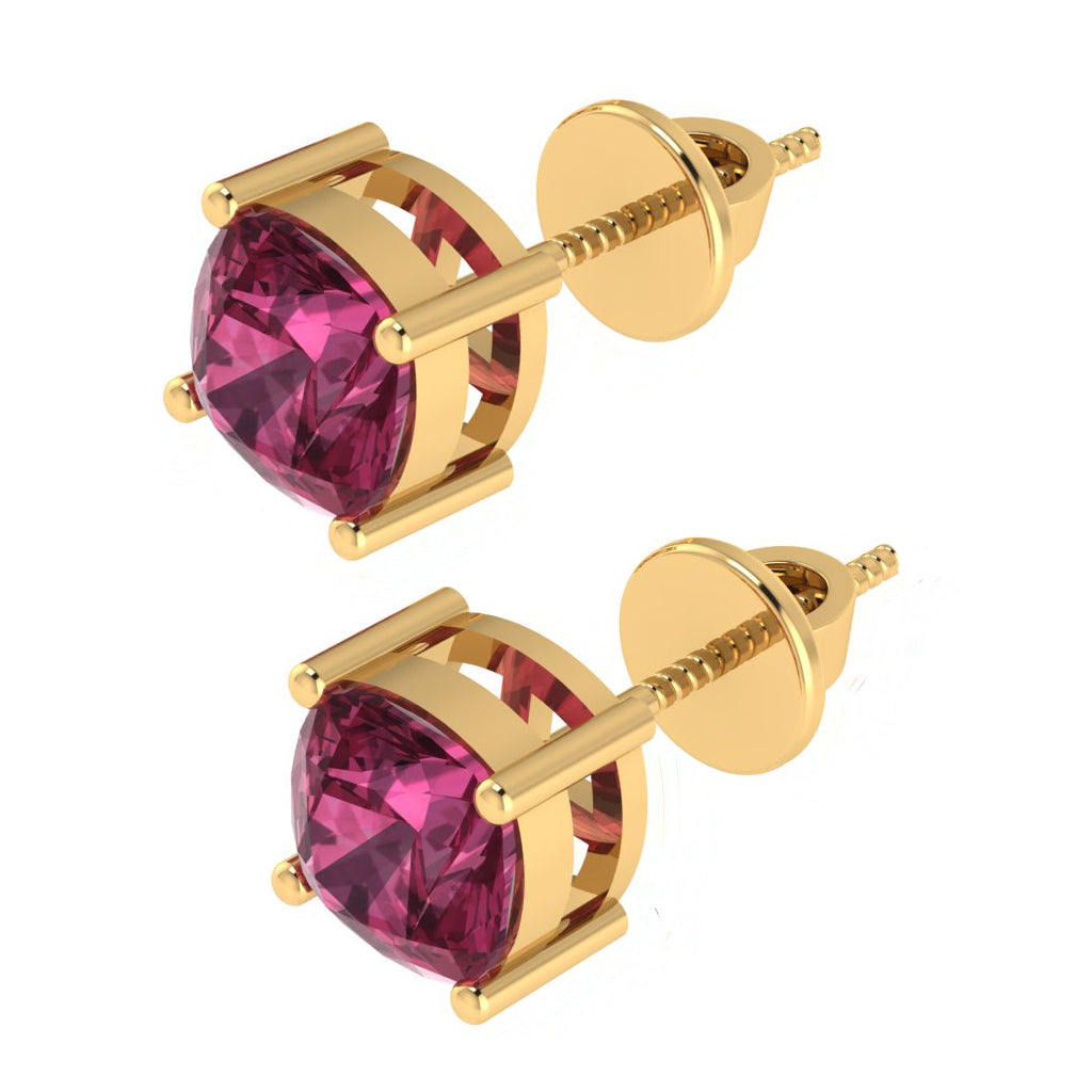 yellow gold plated sterling silver cushion shape tourmaline october birthstone stud earrings