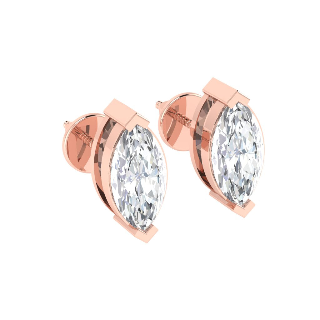 rose gold plated sterling silver marquise shape cubic zirconia april birthstone stud earrings
