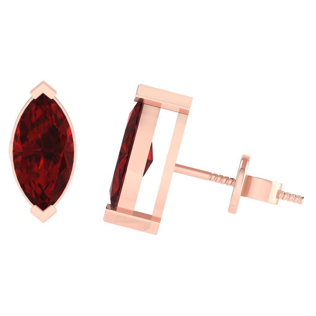 rose gold plated sterling silver marquise shape ruby july birthstone stud earrings