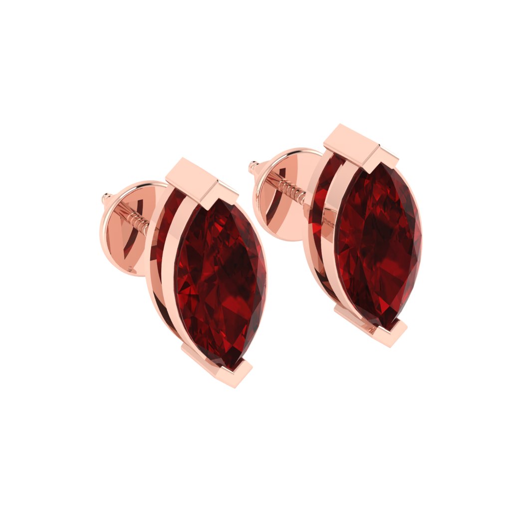 rose gold plated sterling silver marquise shape ruby july birthstone stud earrings