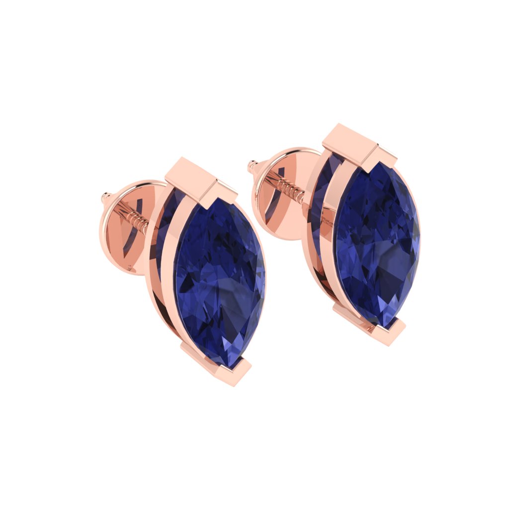 rose gold plated sterling silver marquise shape tanzanite december birthstone stud earrings