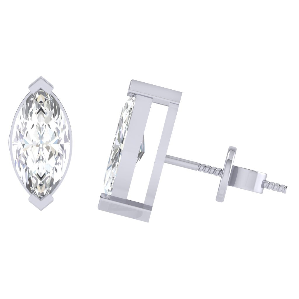 white gold plated sterling silver marquise shape cubic zirconia april birthstone stud earrings