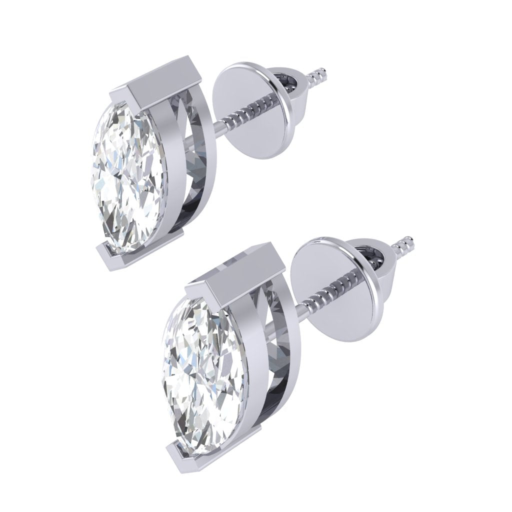 white gold plated sterling silver marquise shape cubic zirconia april birthstone stud earrings