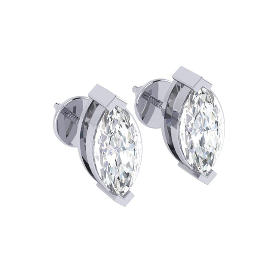 white gold plated sterling silver marquise shape cubic zirconia april birthstone stud earrings