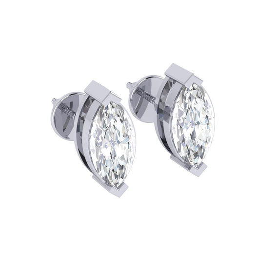 white gold plated sterling silver marquise shape cubic zirconia april birthstone stud earrings