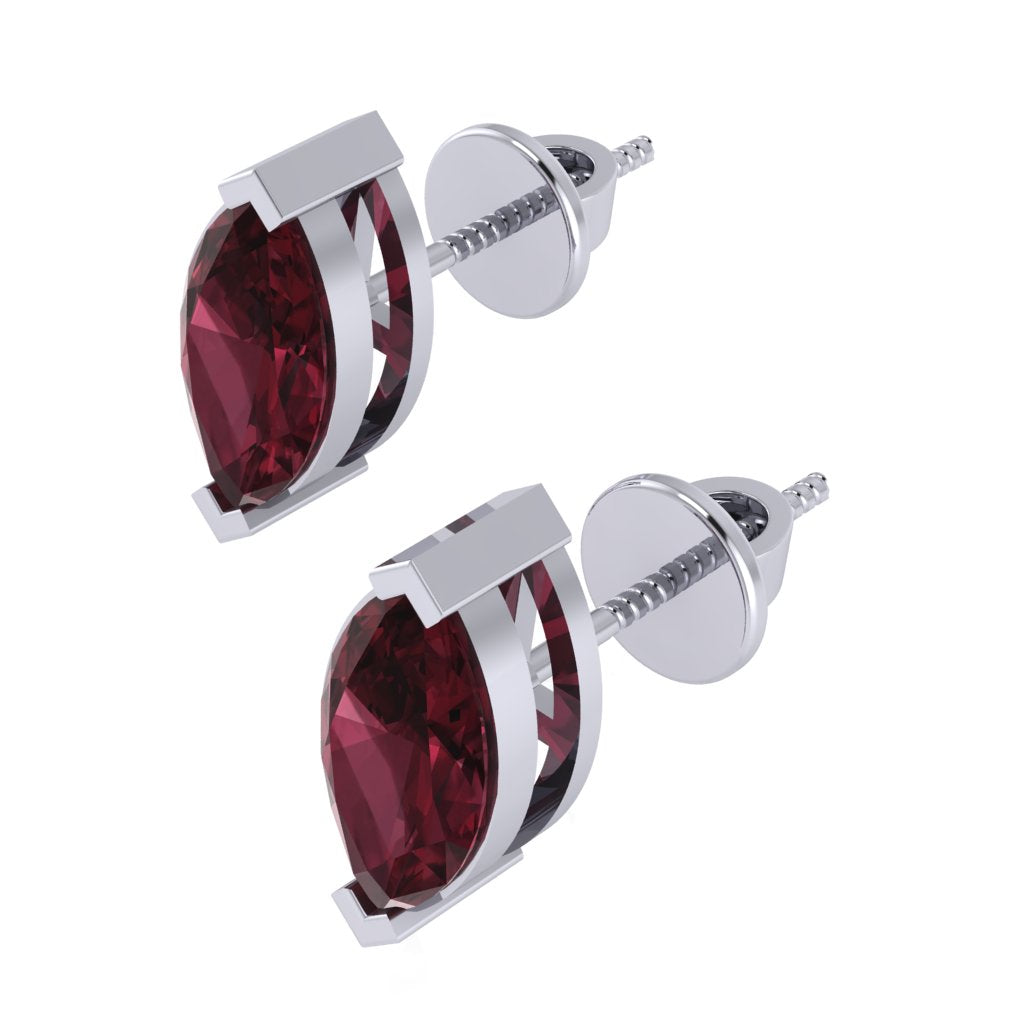 white gold plated sterling silver marquise shape garnet january birthstone stud earrings