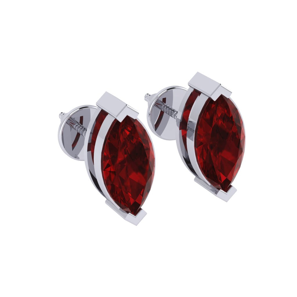white gold plated sterling silver marquise shape ruby july birthstone stud earrings