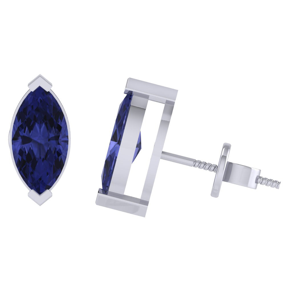 white gold plated sterling silver marquise shape tanzanite december birthstone stud earrings