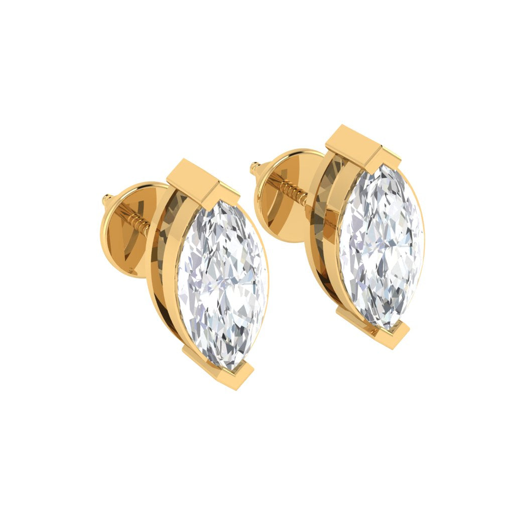 yellow gold plated sterling silver marquise shape cubic zirconia april birthstone stud earrings