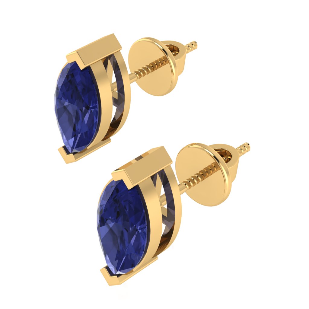 yellow gold plated sterling silver marquise shape tanzanite december birthstone stud earrings