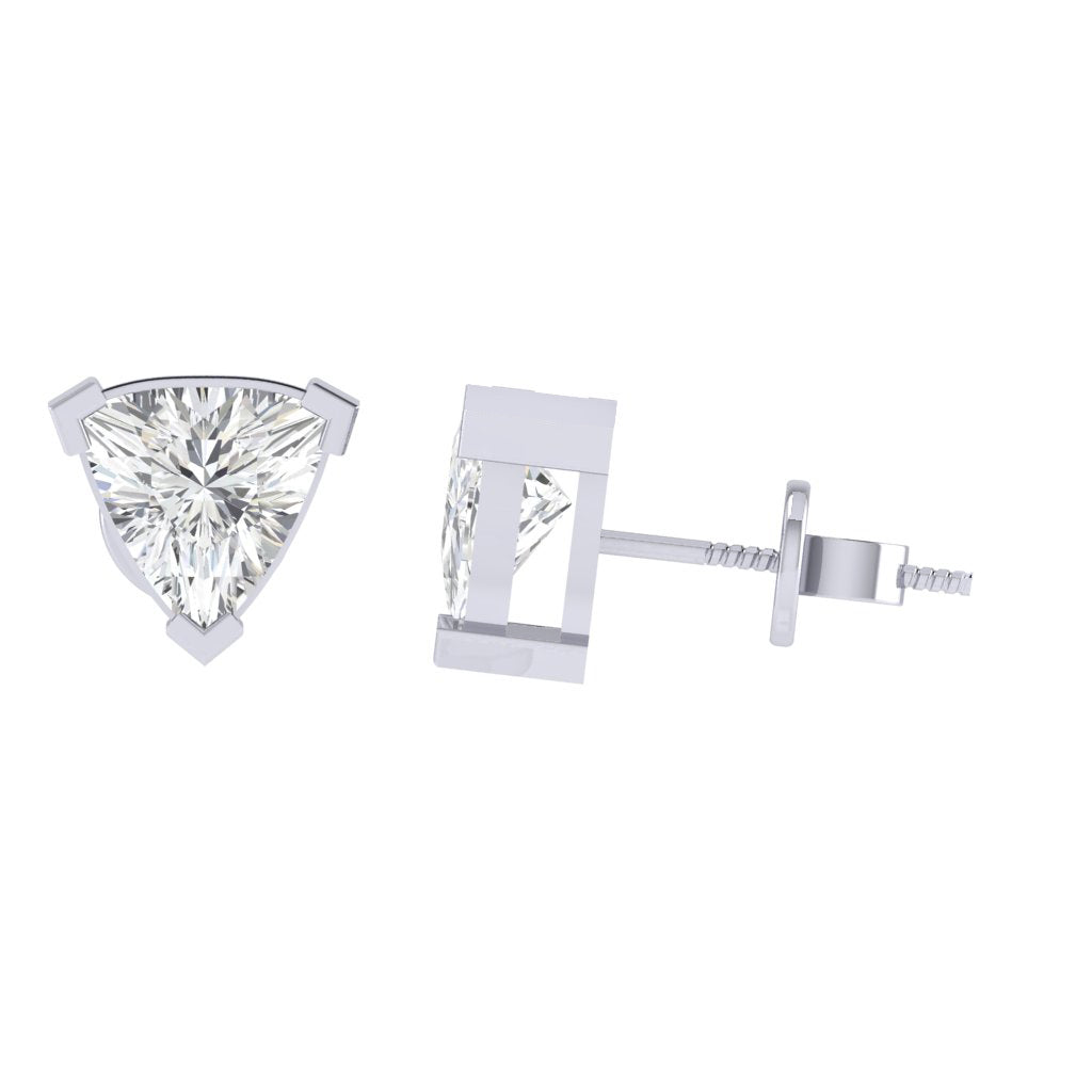 white gold plated sterling silver trillion shape cubic zirconia april birthstone stud earrings
