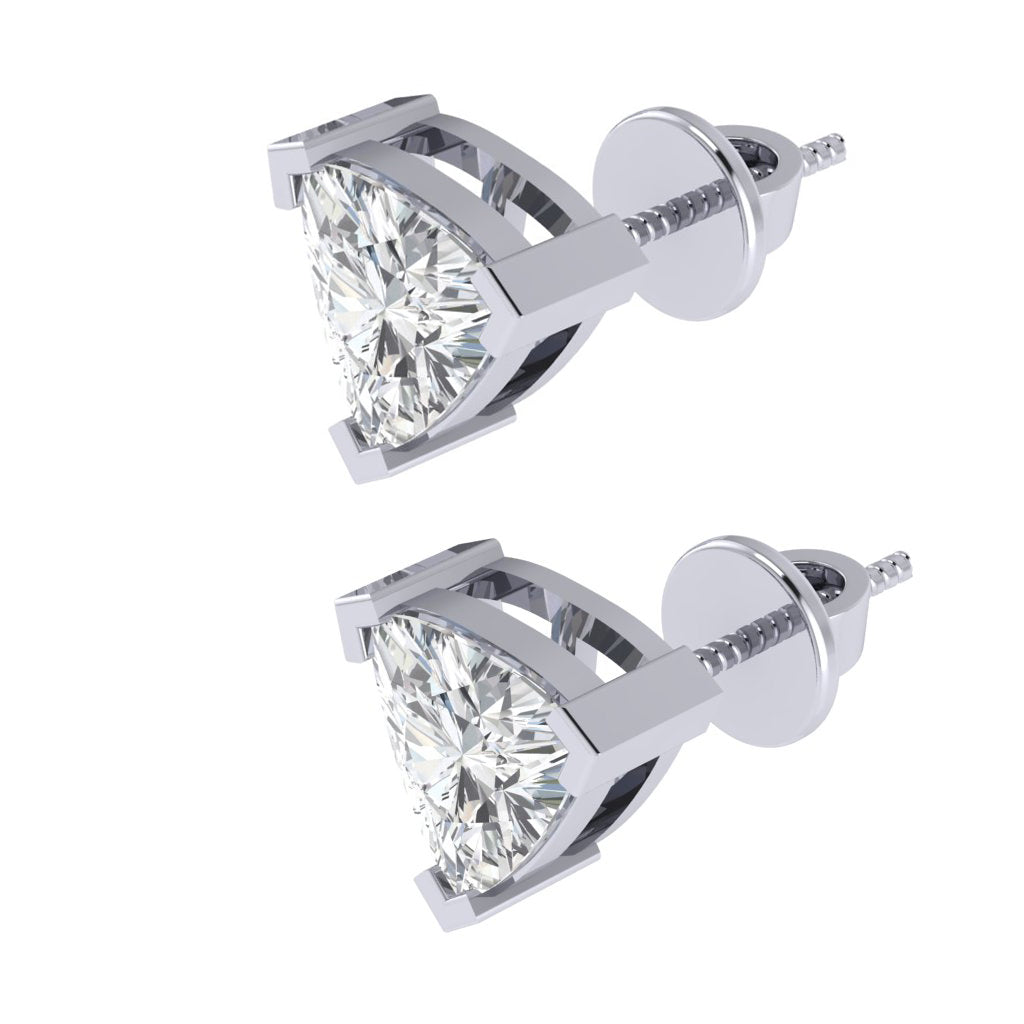 white gold plated sterling silver trillion shape cubic zirconia april birthstone stud earrings