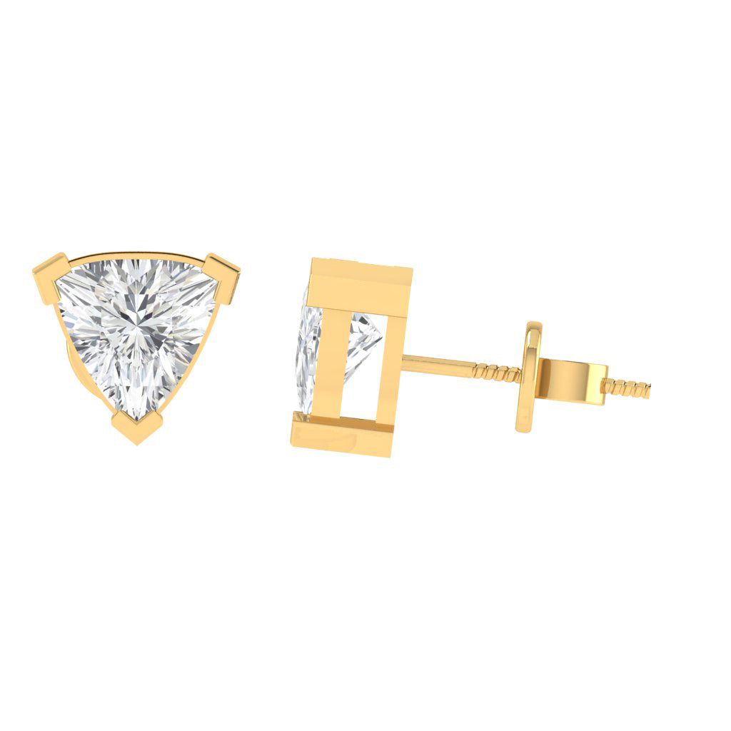 yellow gold plated sterling silver trillion shape cubic zirconia april birthstone stud earrings