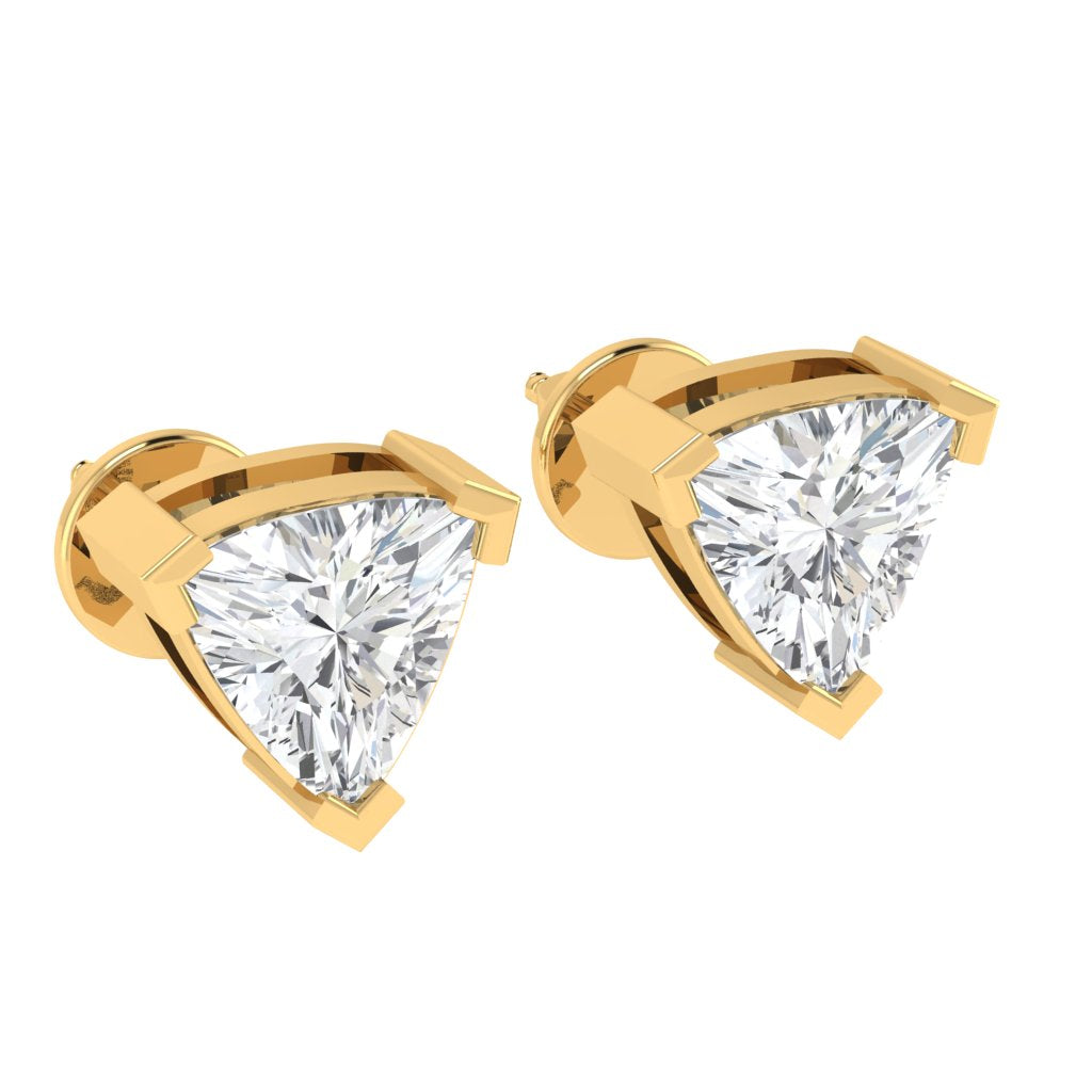 yellow gold plated sterling silver trillion shape cubic zirconia april birthstone stud earrings