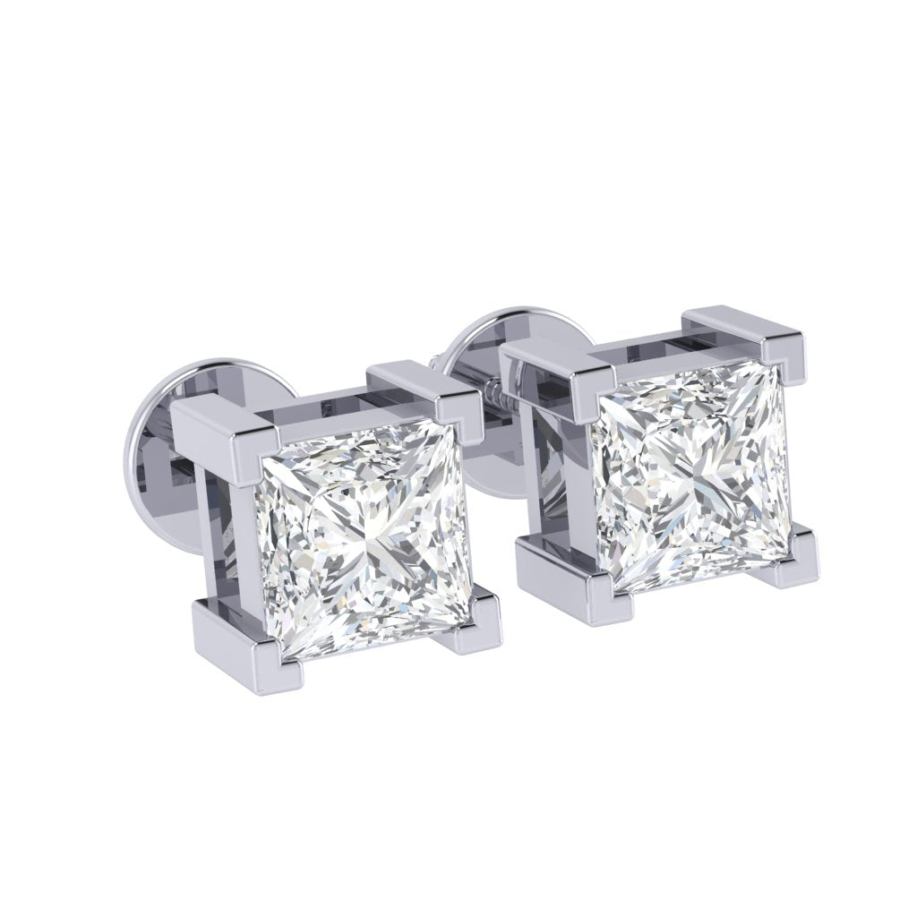 white gold plated sterling silver princess shape cubic zirconia april birthstone stud earrings